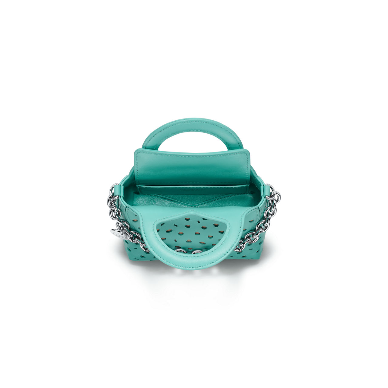 Return to Tiffany™:Perforierte Mikrotasche aus Leder in Tiffany Blue® Bildnummer 3