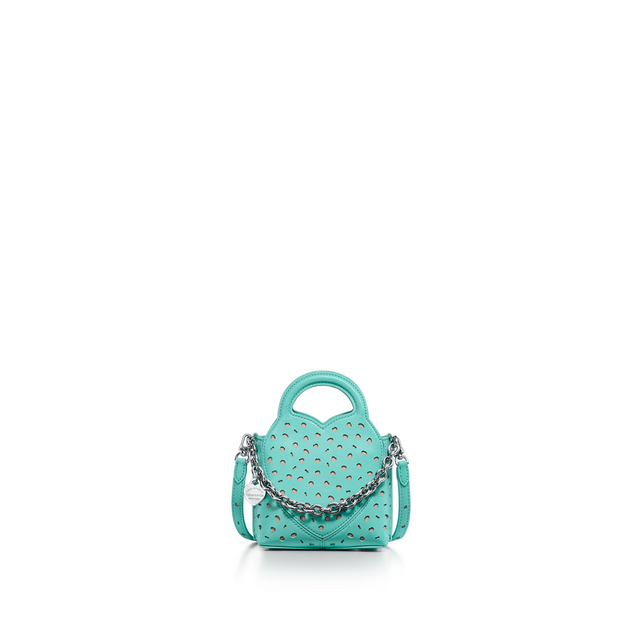 Return to Tiffany™:Perforierte Mikrotasche aus Leder in Tiffany Blue® Bildnummer 0