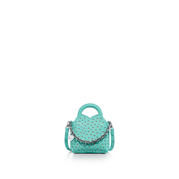 Return to Tiffany™:Perforierte Mikrotasche aus Leder in Tiffany Blue®