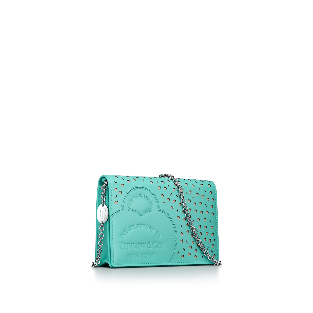 Return to Tiffany™:Perforiertes Crossbody-Portemonnaie aus Leder in Tiffany Blue® Bildnummer 2