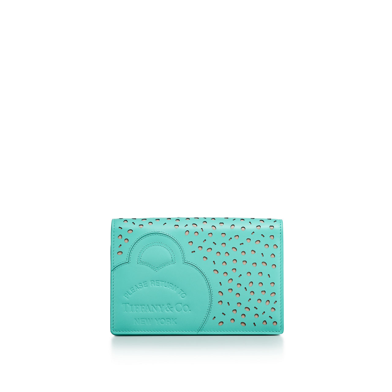 Return to Tiffany™:Perforiertes Crossbody-Portemonnaie aus Leder in Tiffany Blue® Bildnummer 0