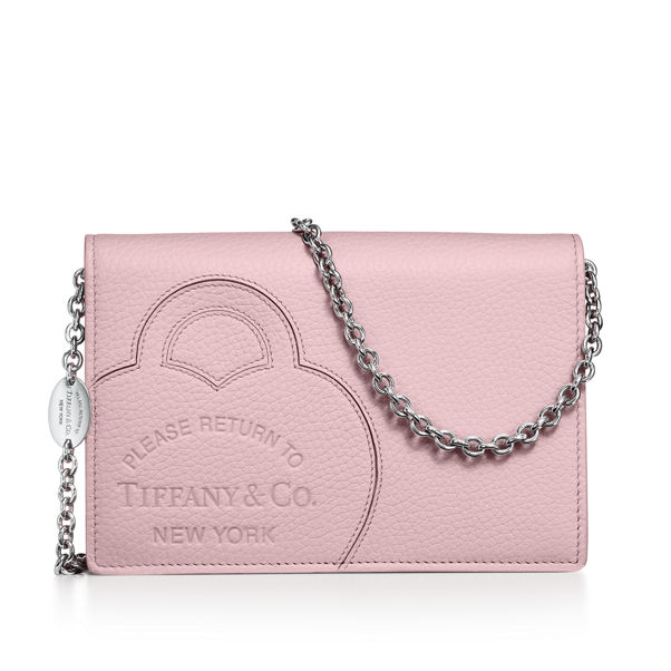 Return to Tiffany™:Crossbody-Portemonnaie aus kristallrosa Leder