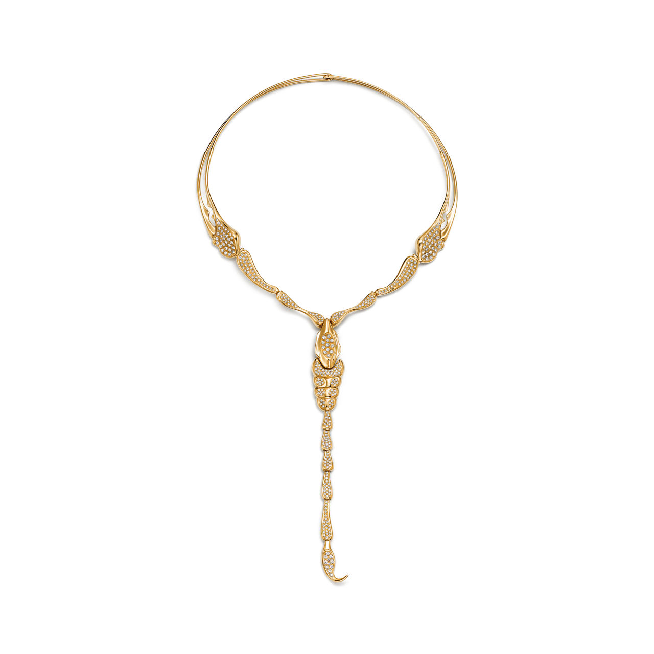Scorpion Necklace in Yellow Gold with Pavé Diamonds