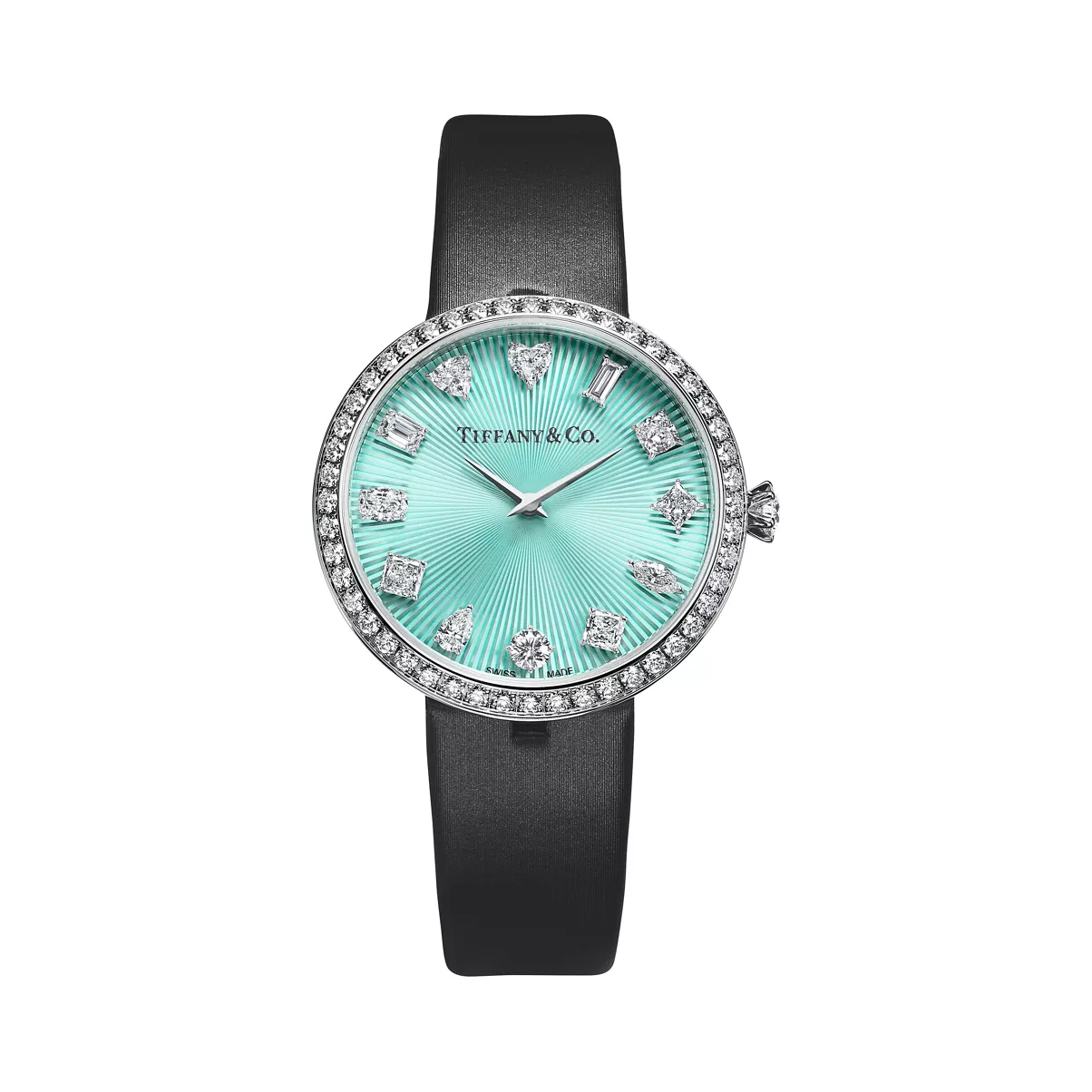 32 mm Round Watch in White Gold with Diamonds