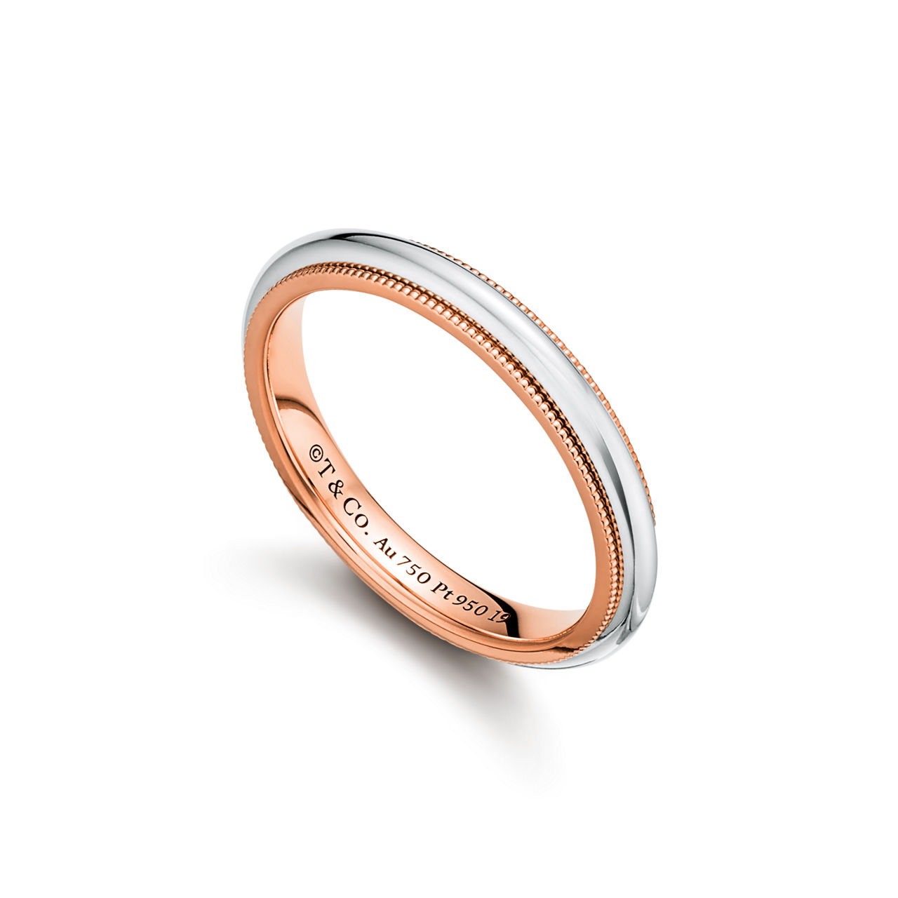 Tiffany Together:Milgrain Band Ring in Rose Gold and Platinum image number 3