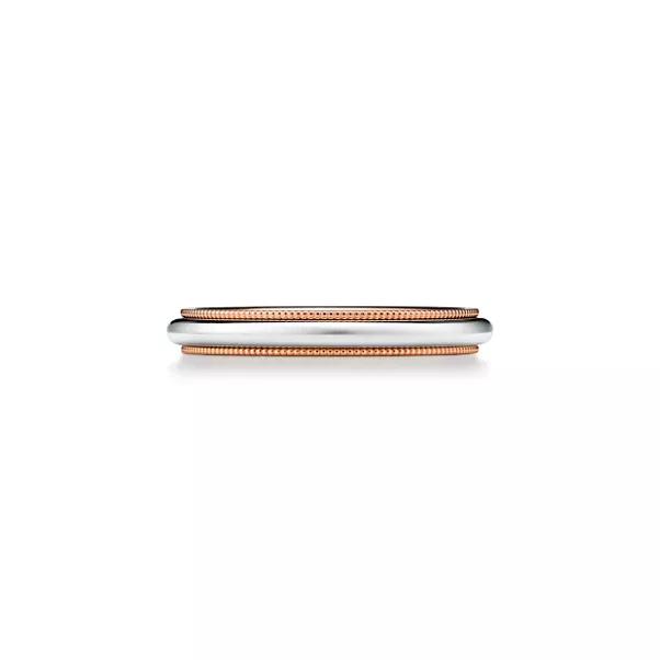 Anneau Millegrains en or rose et platine 950 millièmes