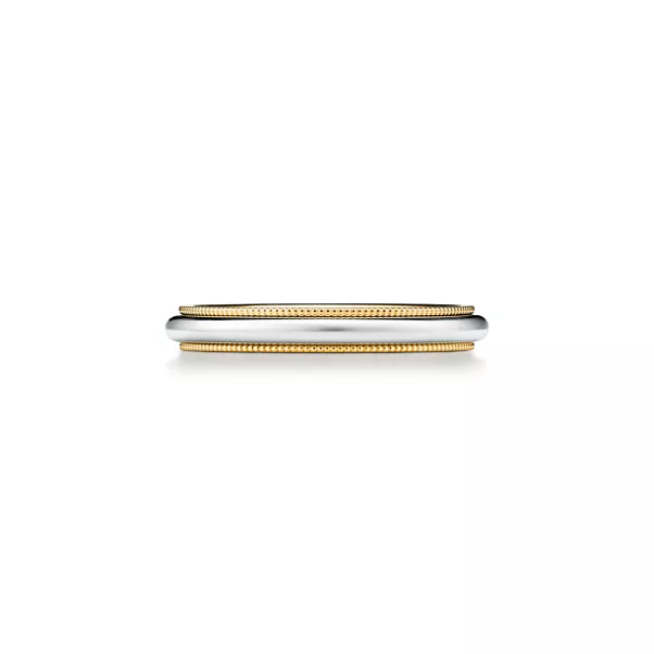 Anneau Millegrains en or jaune 18 carats et platine