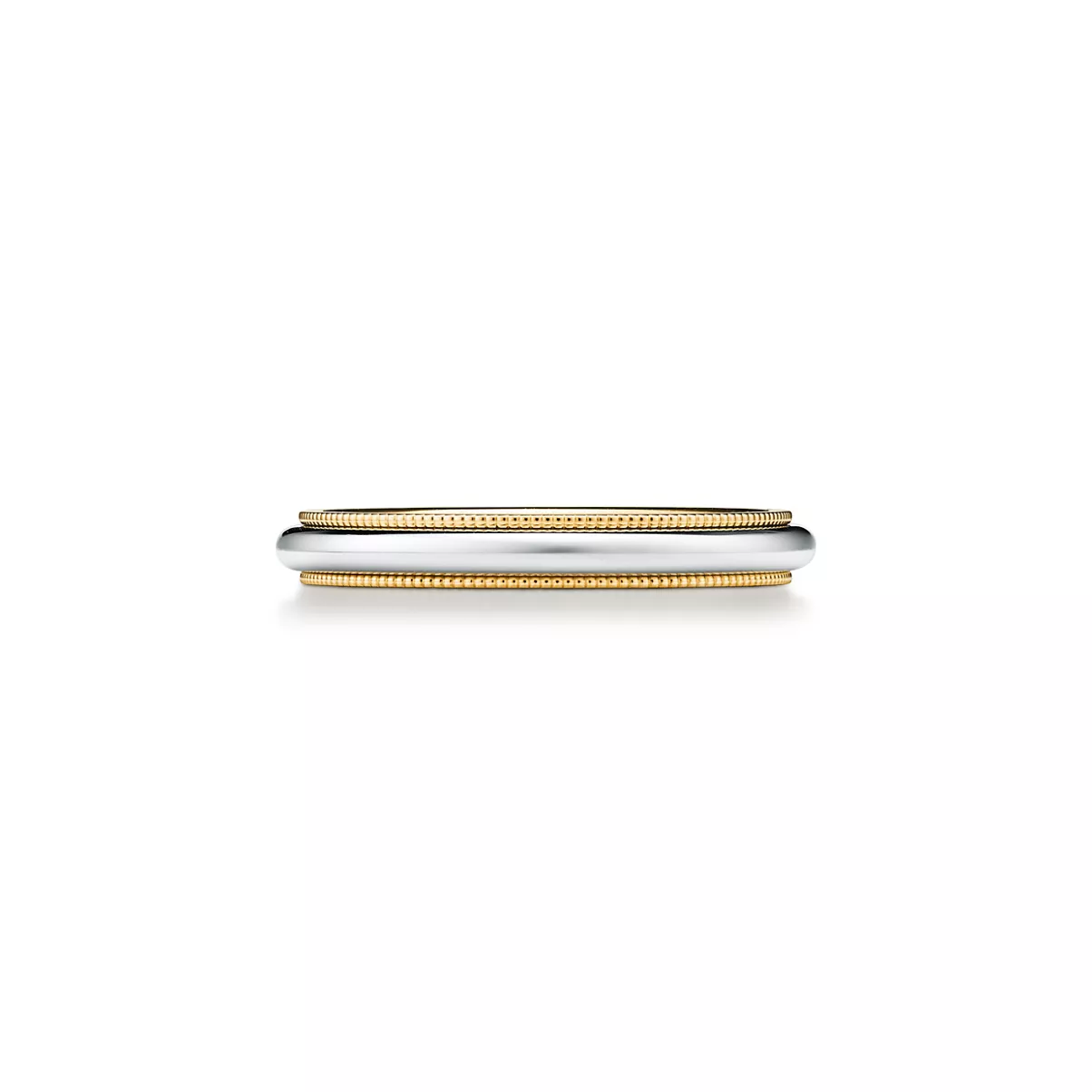 밀그레인 밴드 링, 옐로우 골드 및 플래티늄, 두께 3mm