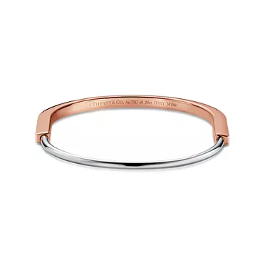 Tiffany Lock:Schmaler Armreif in Ros&eacute;- und Wei&szlig;gold mit halben Pav&eacute;-Diamanten, 3