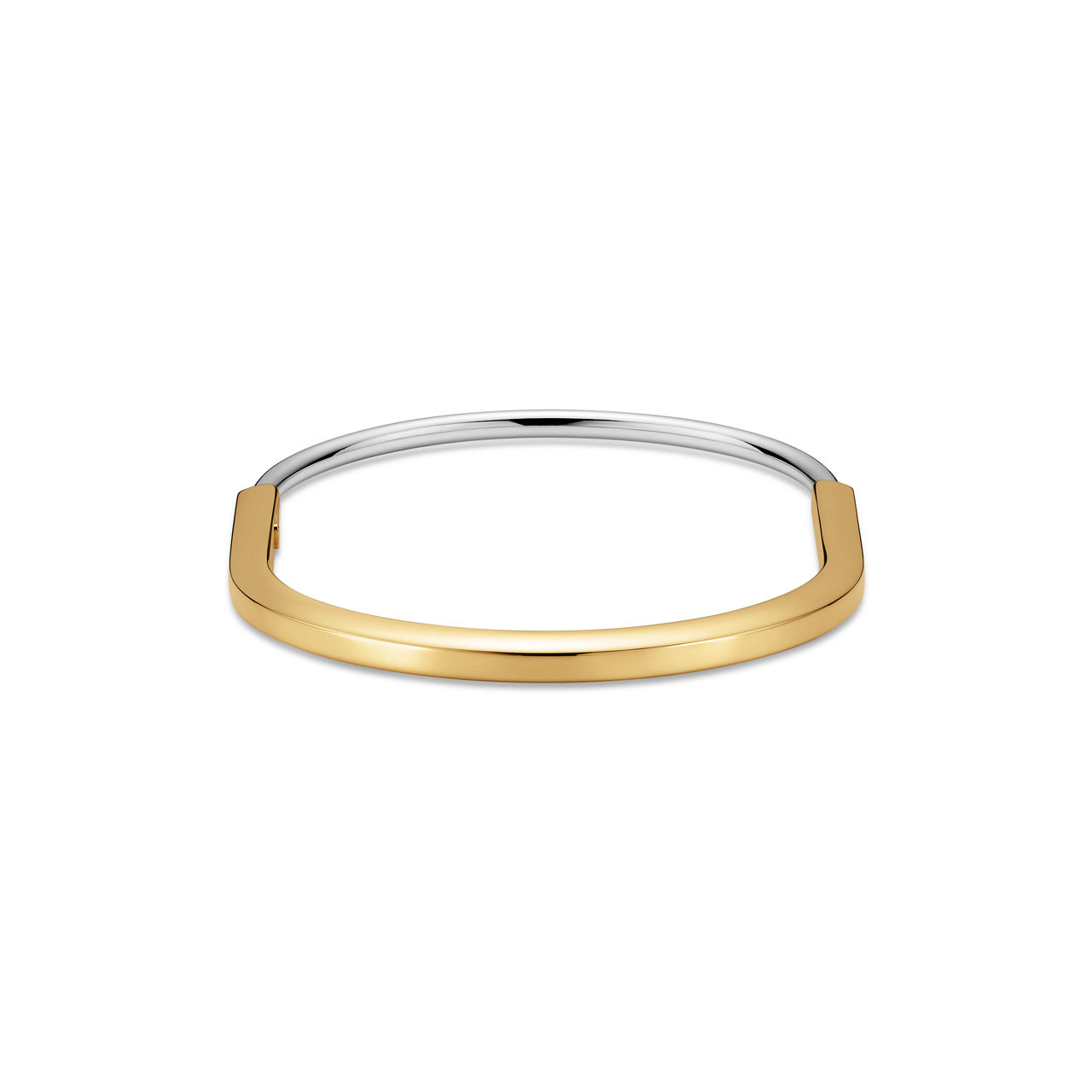 Tiffany Lock:Narrow Bangle in Yellow and White Gold with Half Pavé Diamonds image number 7