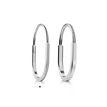 Tiffany Lock:Brazalete estrecho de oro blanco con medio pav&eacute; de diamantes, 7