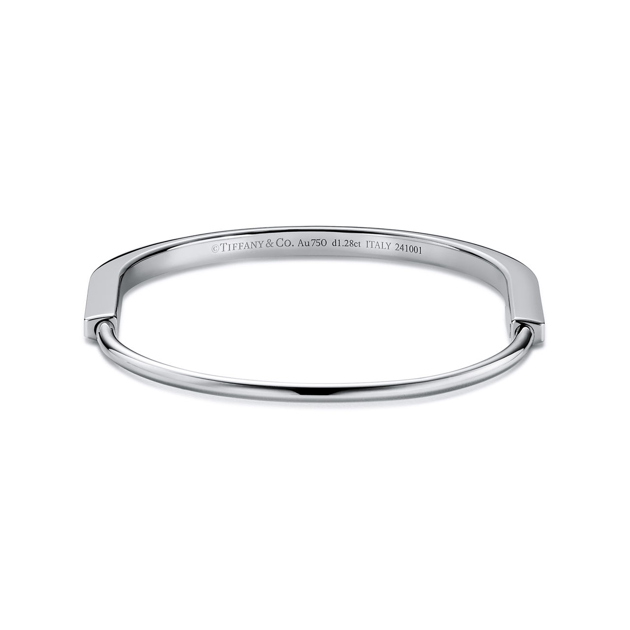 Tiffany Lock:Narrow Bangle in White Gold with Half Pavé Diamonds image number 3