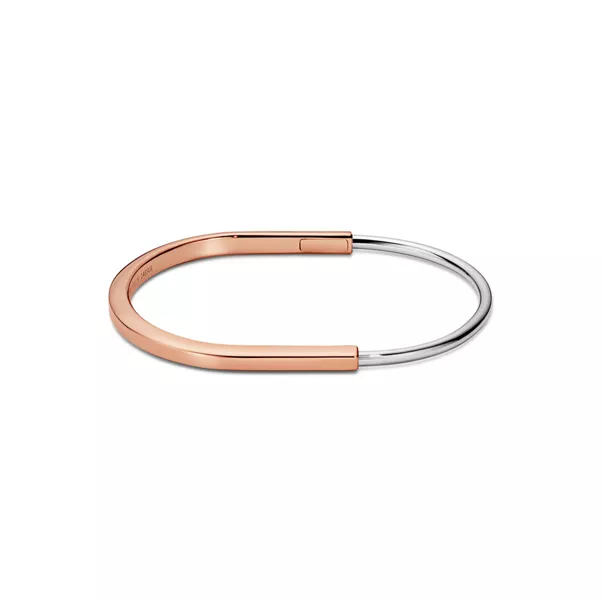 Narrow Bangle in Rose and White Gold