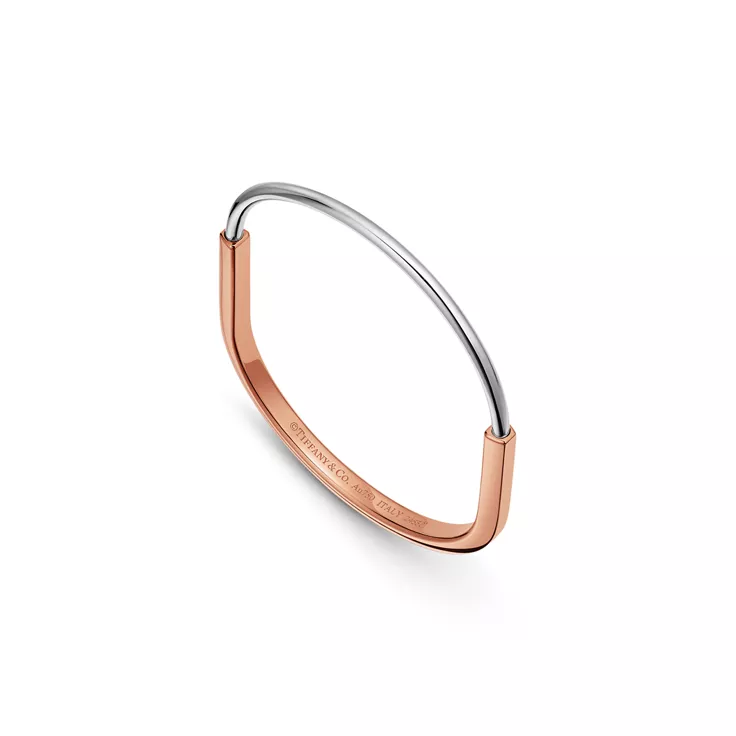 Tiffany Lock:Narrow Bangle in Rose and White Gold, 5