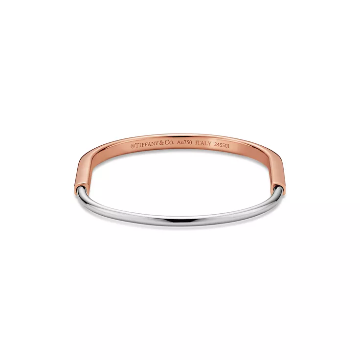 Tiffany Lock:Narrow Bangle in Rose and White Gold, 4