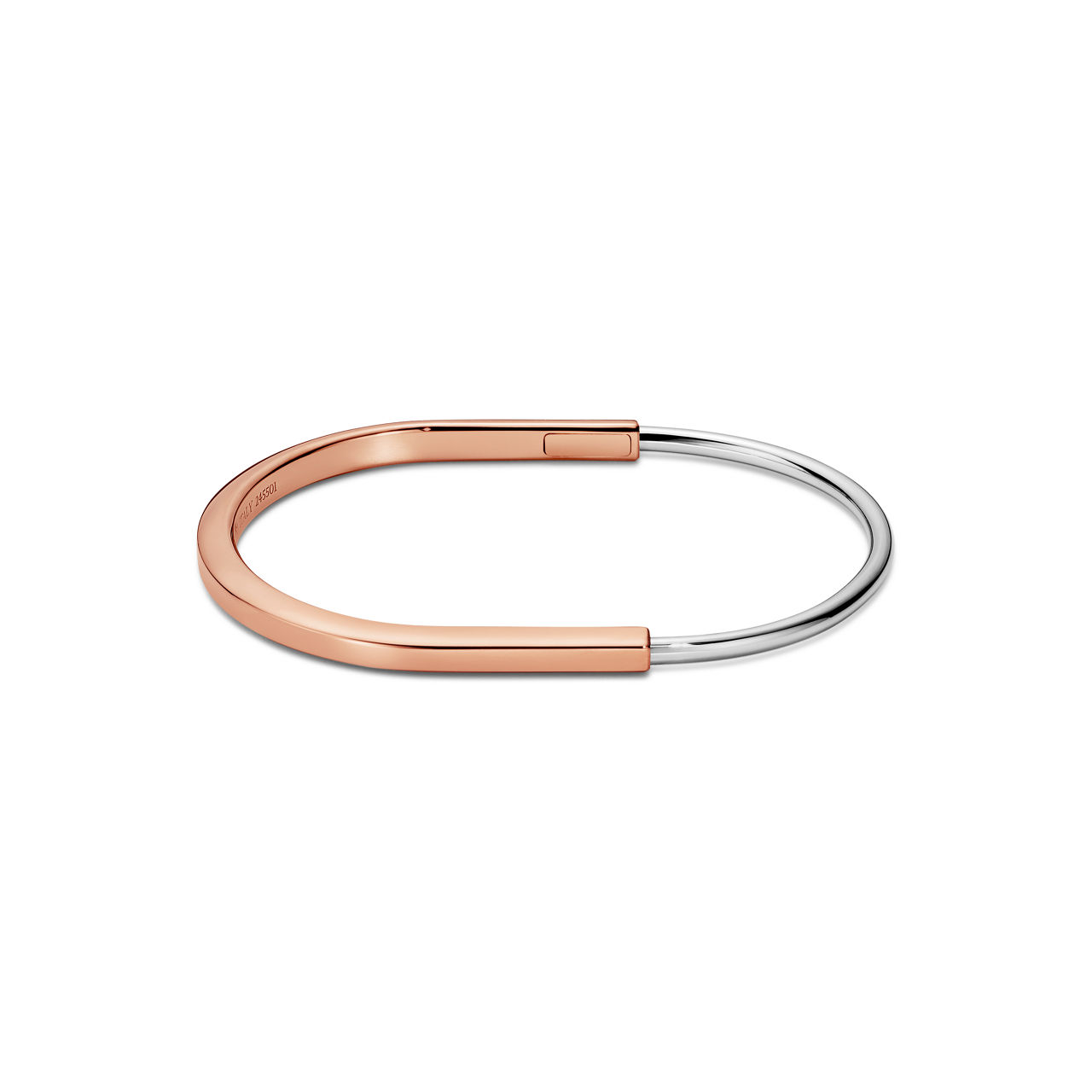 Tiffany Lock:Bracelet jonc étroit en or rose et or blanc 18 carats numéro dimage {1}