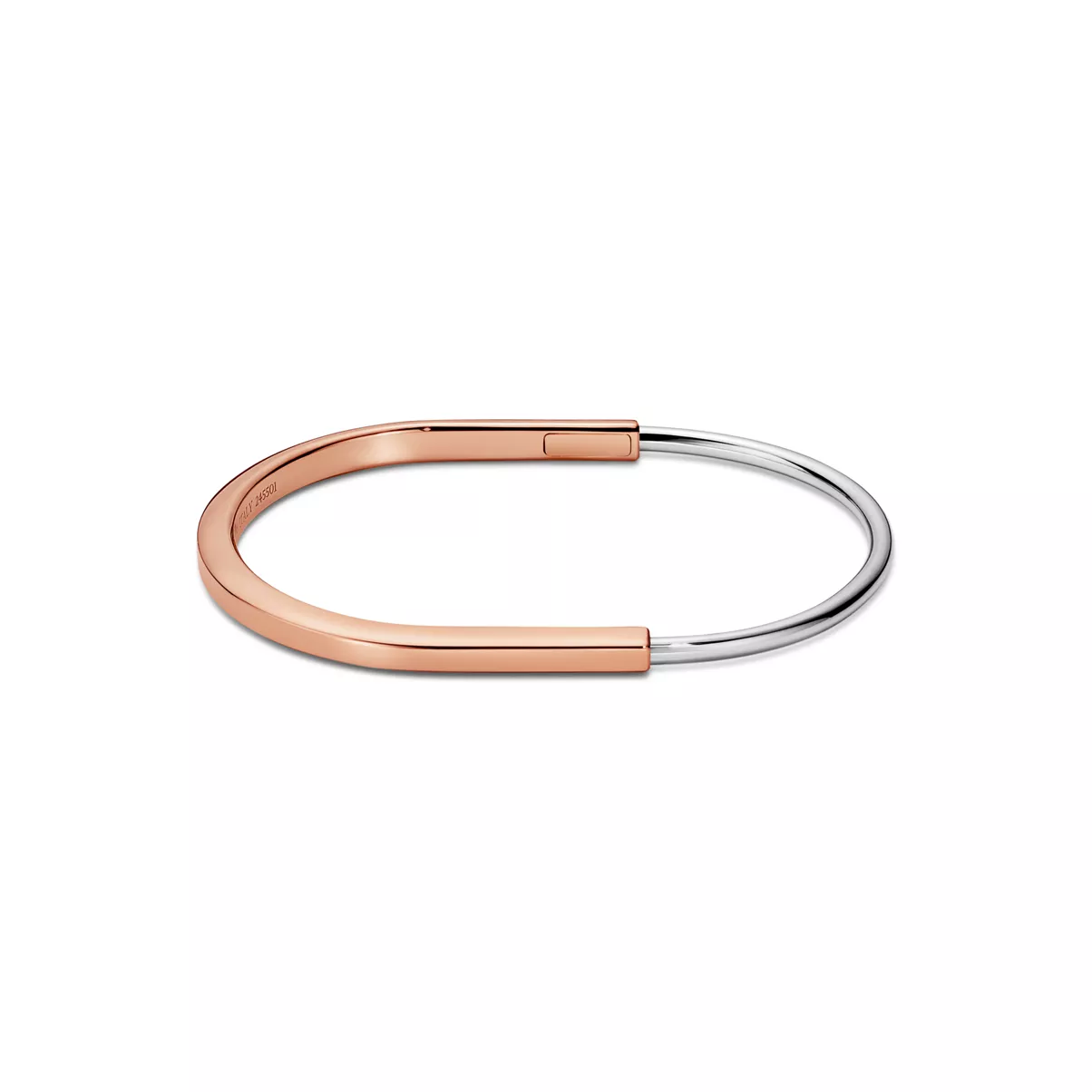 Brazalete estrecho de oro rosa y blanco