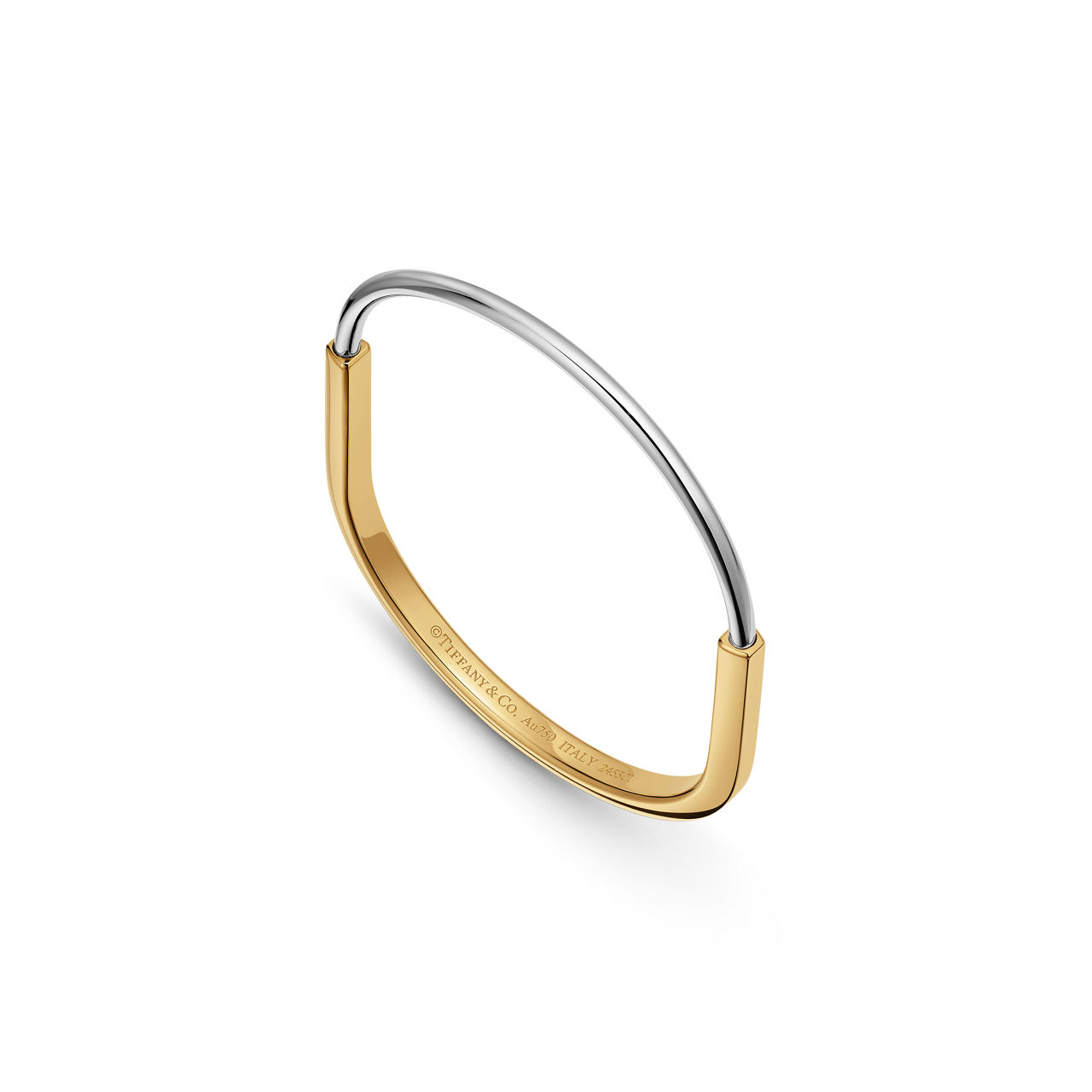 Tiffany Lock:Narrow Bangle in Yellow and White Gold image number 3