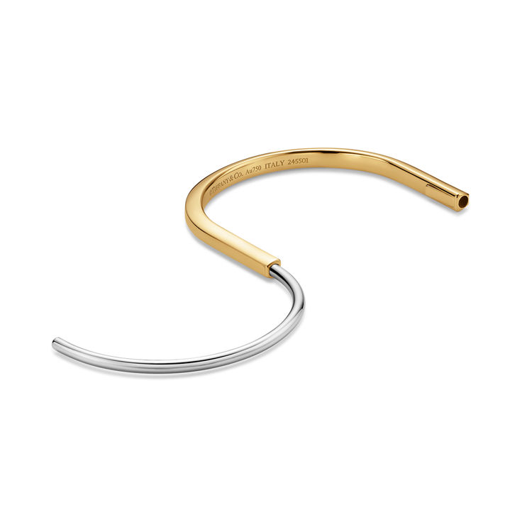 Tiffany Lock:Narrow Bangle in Yellow and White Gold image number 5