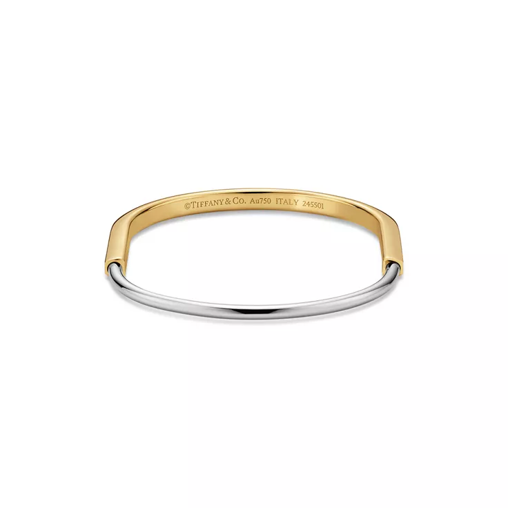 Tiffany Lock:Narrow Bangle in Yellow and White Gold, 4