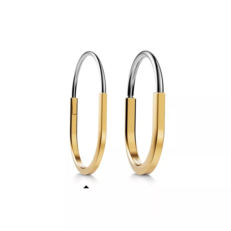 Tiffany Lock:Narrow Bangle in Yellow and White Gold, 8