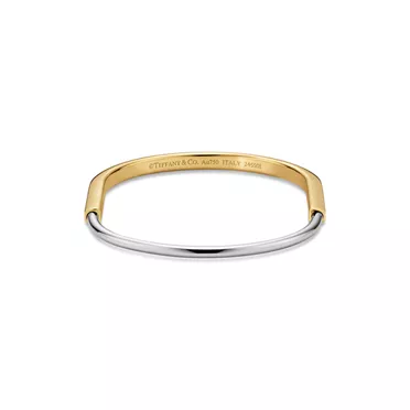 Tiffany Lock:Narrow Bangle in Yellow and White Gold, 3