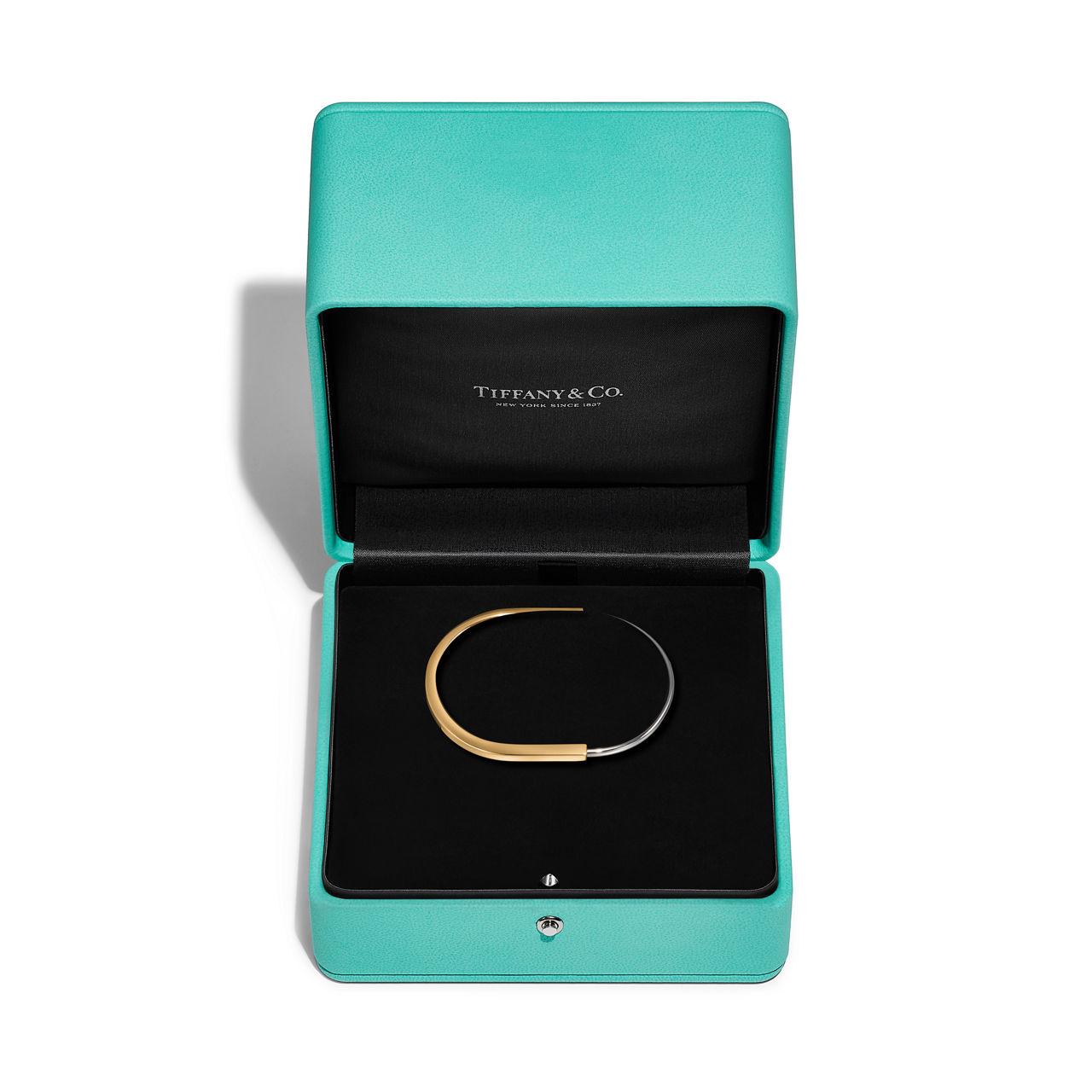 Tiffany Lock:Bracelet jonc étroit en or jaune et or blanc 18 carats numéro dimage {1}