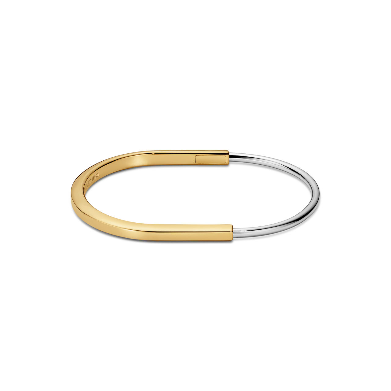 Tiffany Lock:Bracelet jonc étroit en or jaune et or blanc 18 carats numéro dimage {1}