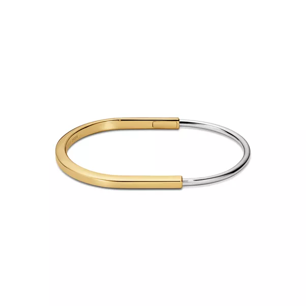 Narrow Bangle in Yellow and White Gold