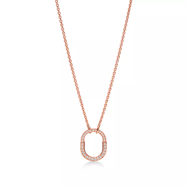 Kleiner Lock Anhänger in Roségold mit Pavé-Diamanten