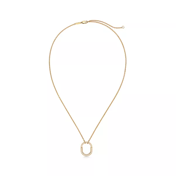 Small Lock Pendant in Yellow Gold with Pavé Diamonds
