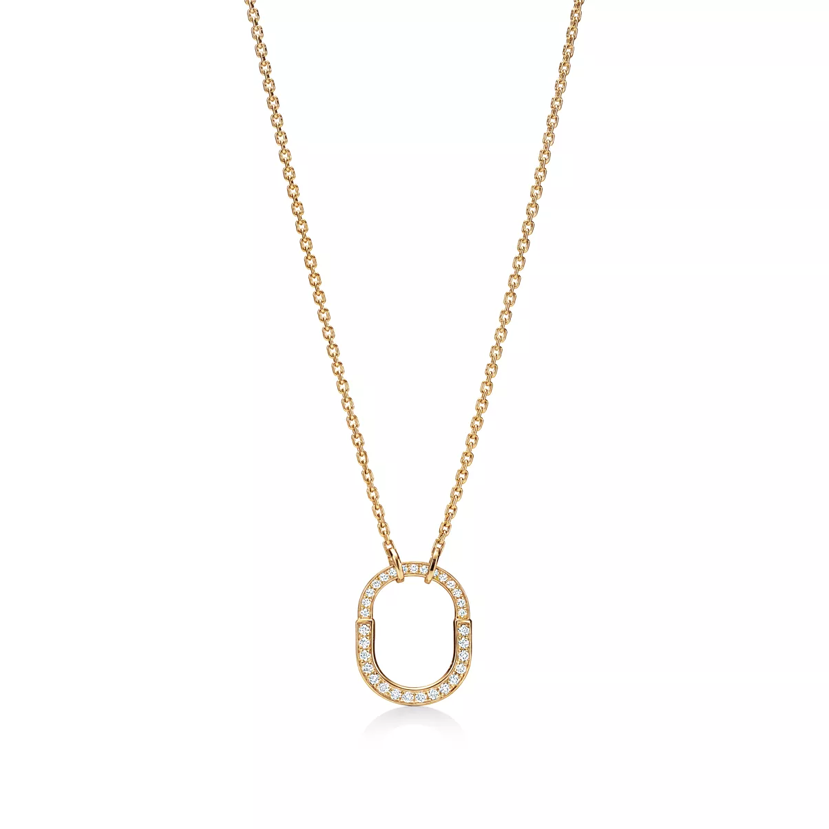 Small Lock Pendant in Yellow Gold with Pav&eacute; Diamonds