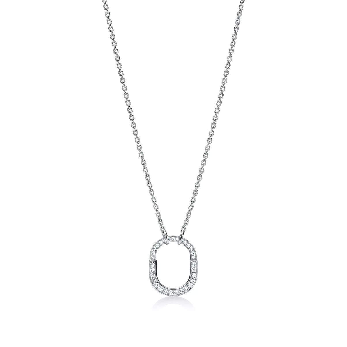 Small Lock Pendant in White Gold with Pav&eacute; Diamonds