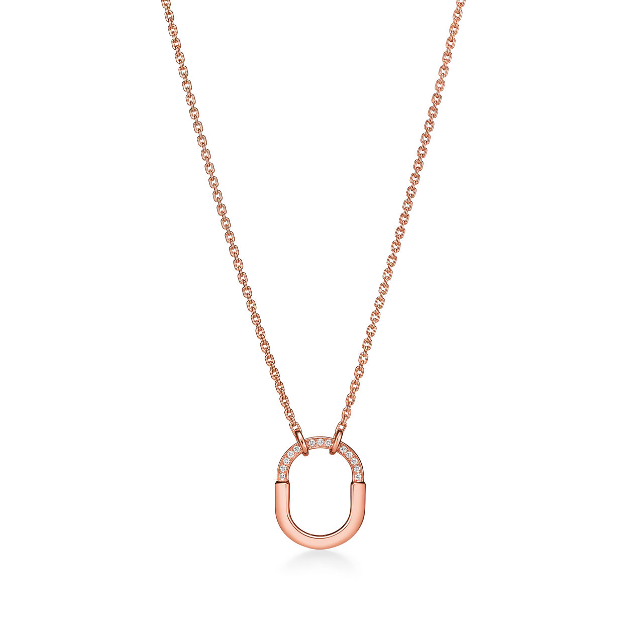 Tiffany Lock:Small Pendant in Rose Gold with Diamonds image number 0