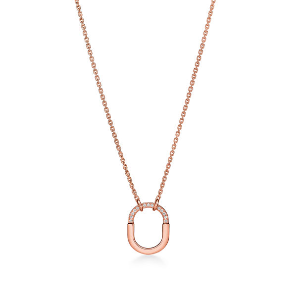 Tiffany Lock:Small Pendant in Rose Gold with Diamonds