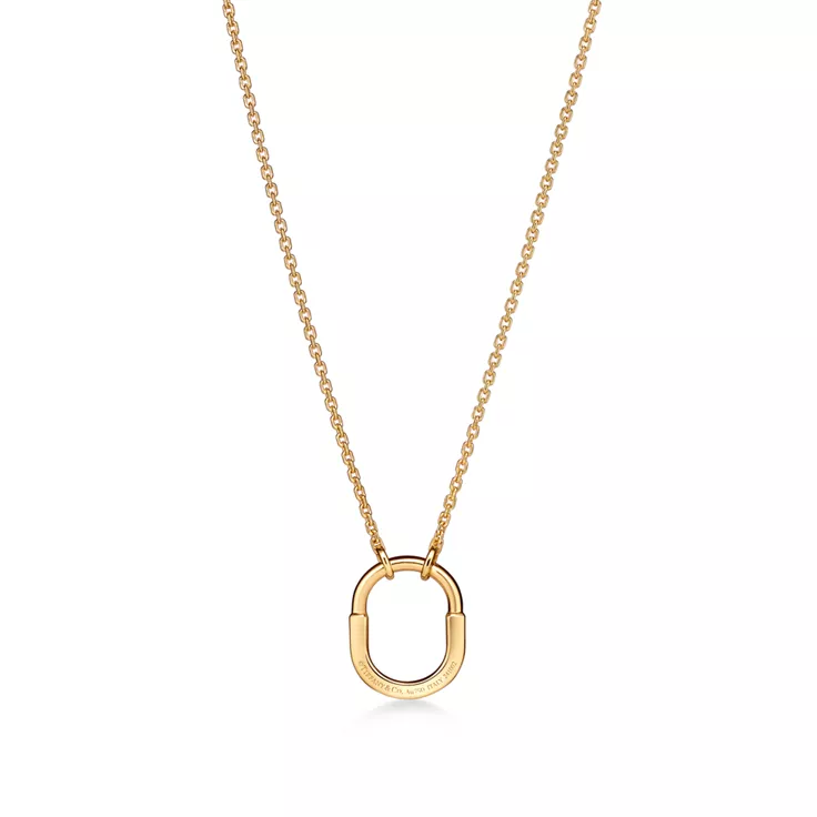 Tiffany Lock:Small Pendant in Yellow Gold with Diamonds, 5