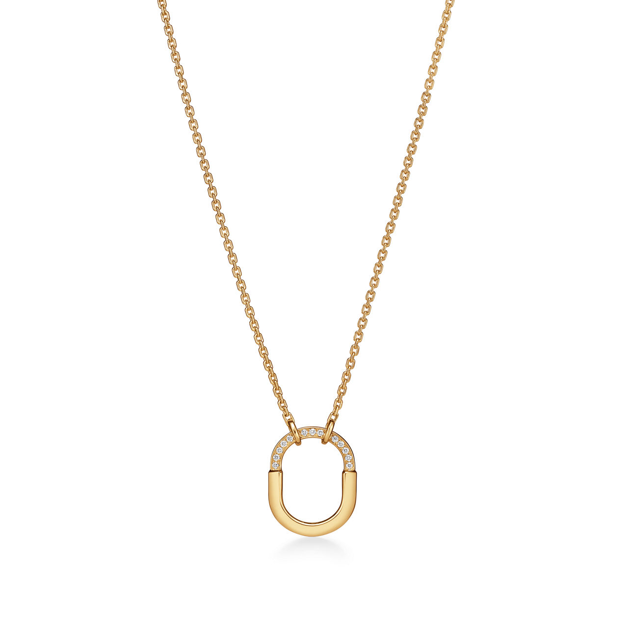 Tiffany Lock:Small Pendant in Yellow Gold with Diamonds image number 0