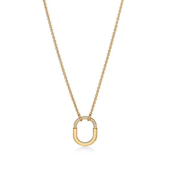 Tiffany Lock:Small Pendant in Yellow Gold with Diamonds