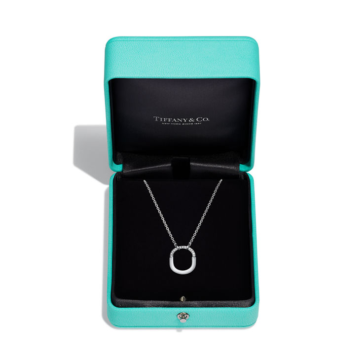 Tiffany Lock:Small Pendant in White Gold with Diamonds Tiffany Lock:Small Pendant in White Gold with Diamonds