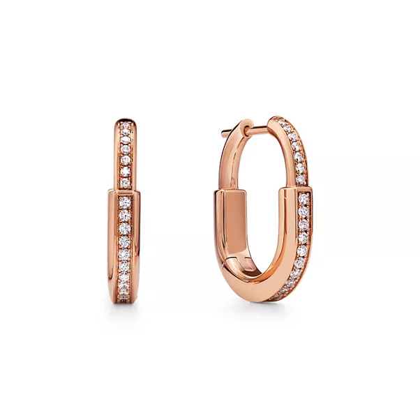 Kleine Lock Ohrringe in Roségold mit Pavé-Diamanten