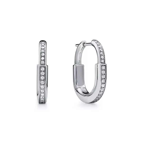 Kleine Lock Ohrringe in Weißgold mit Pavé-Diamanten