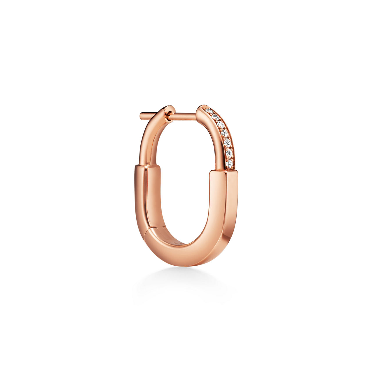 Tiffany Lock:Small Earrings in Rose Gold with Diamonds image number 2