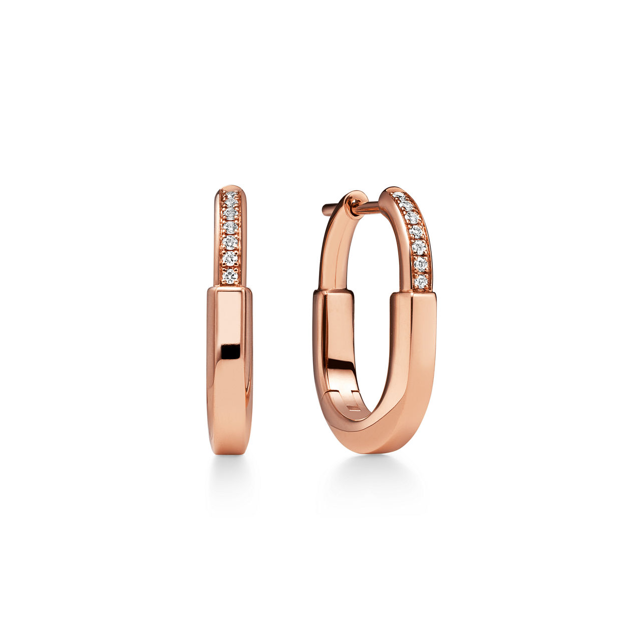 Tiffany Lock:Small Earrings in Rose Gold with Diamonds image number 0