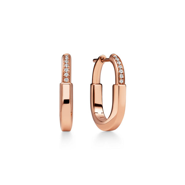 Tiffany Lock:Small Earrings in Rose Gold with Diamonds