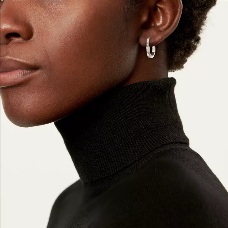 Tiffany Lock:Small Earrings in White Gold with Diamonds, 1