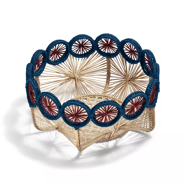 Basket in Multicolored Raffia