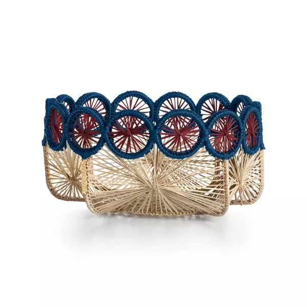 Basket in Multicolored Raffia