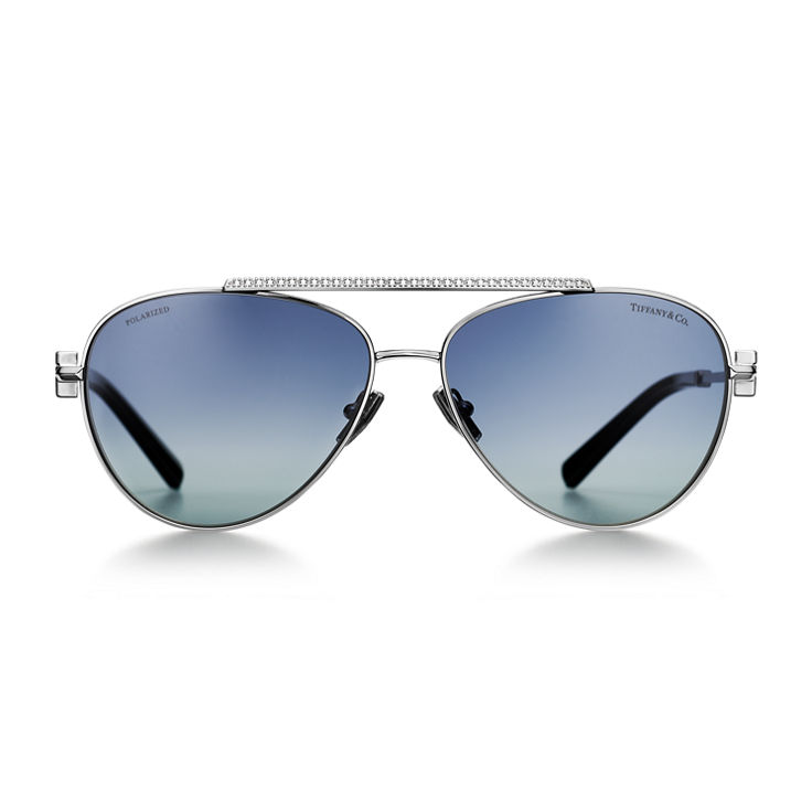 Tiffany T:Sunglasses in Silver-coloured Metal with Tiffany Blue® Gradient Lenses image number 2