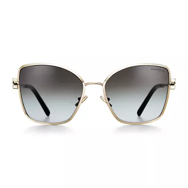 Tiffany T:Solaires en métal doré pâle et verres dégradés gris, 2