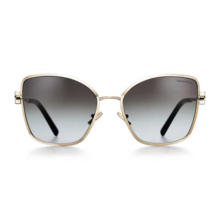 Tiffany T:Sunglasses in Pale gold-coloured Metal with Grey Gradient Lenses image number 2